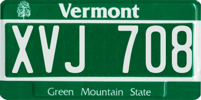 VT license plate XVJ708