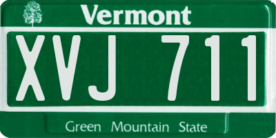 VT license plate XVJ711