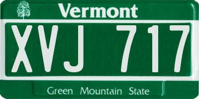 VT license plate XVJ717