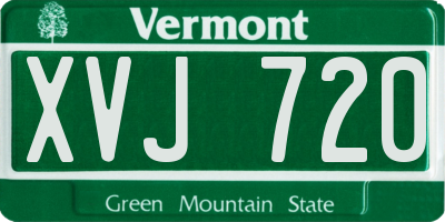 VT license plate XVJ720