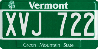 VT license plate XVJ722