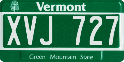 VT license plate XVJ727