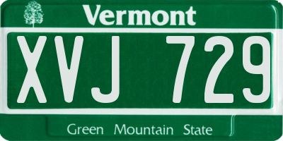 VT license plate XVJ729