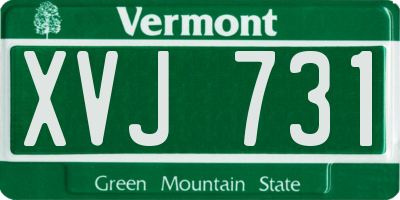VT license plate XVJ731