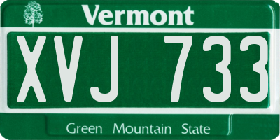VT license plate XVJ733