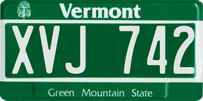 VT license plate XVJ742