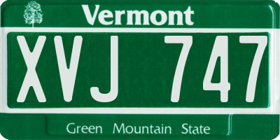 VT license plate XVJ747