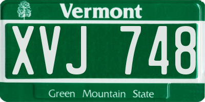 VT license plate XVJ748