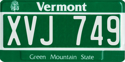 VT license plate XVJ749