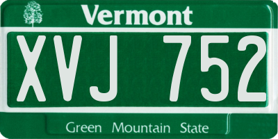 VT license plate XVJ752