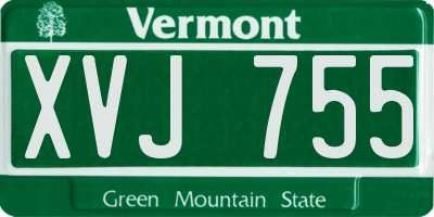 VT license plate XVJ755