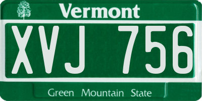 VT license plate XVJ756