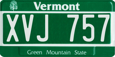 VT license plate XVJ757