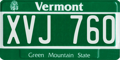 VT license plate XVJ760