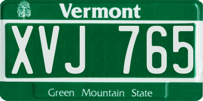 VT license plate XVJ765