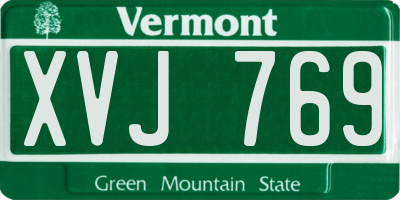 VT license plate XVJ769