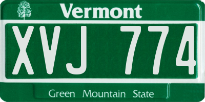 VT license plate XVJ774
