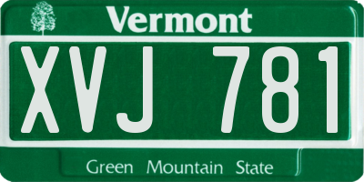 VT license plate XVJ781