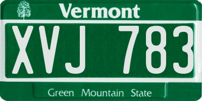VT license plate XVJ783