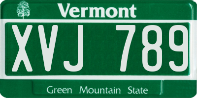 VT license plate XVJ789