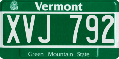 VT license plate XVJ792