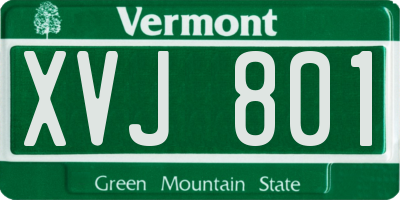 VT license plate XVJ801