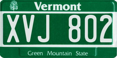 VT license plate XVJ802