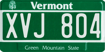 VT license plate XVJ804