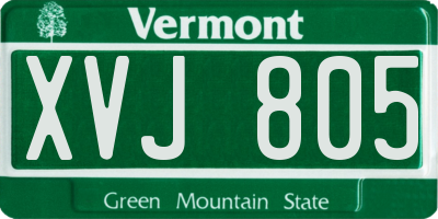 VT license plate XVJ805
