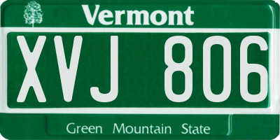 VT license plate XVJ806