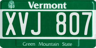 VT license plate XVJ807
