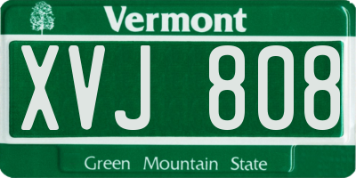VT license plate XVJ808