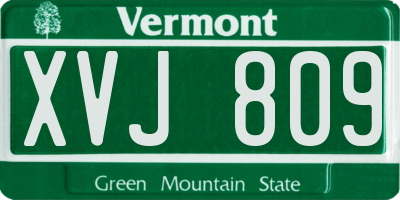 VT license plate XVJ809