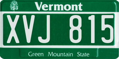 VT license plate XVJ815