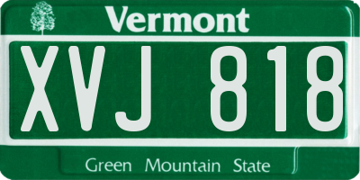 VT license plate XVJ818