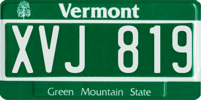VT license plate XVJ819