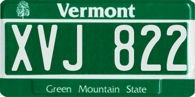 VT license plate XVJ822