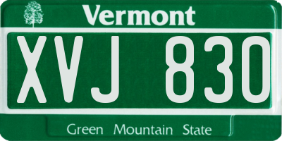 VT license plate XVJ830
