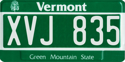 VT license plate XVJ835