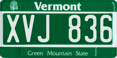 VT license plate XVJ836