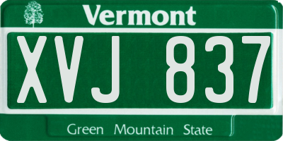 VT license plate XVJ837