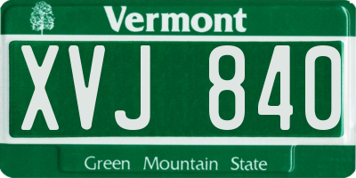 VT license plate XVJ840