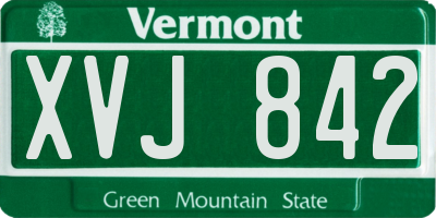 VT license plate XVJ842