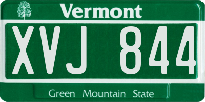 VT license plate XVJ844