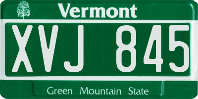 VT license plate XVJ845