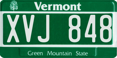 VT license plate XVJ848