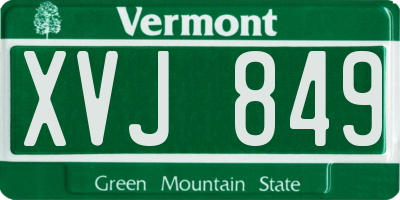 VT license plate XVJ849