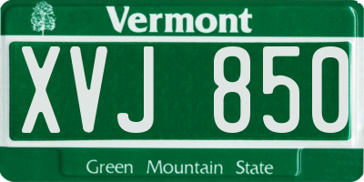 VT license plate XVJ850