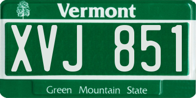 VT license plate XVJ851
