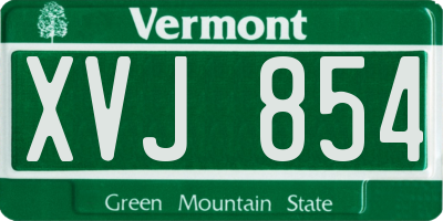 VT license plate XVJ854